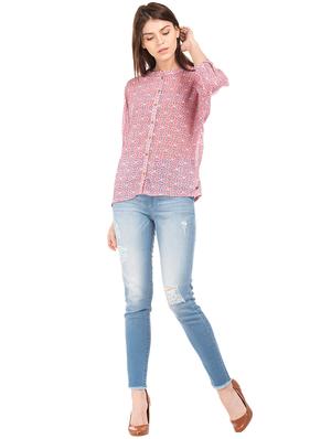 mandarin neck boxy top - 17645613 - Standard Image - 4