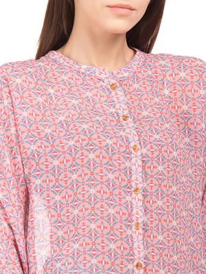 mandarin neck boxy top - 17645613 - Standard Image - 5