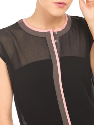 contrast trim sheer top - 17645629 - Standard Image - 5