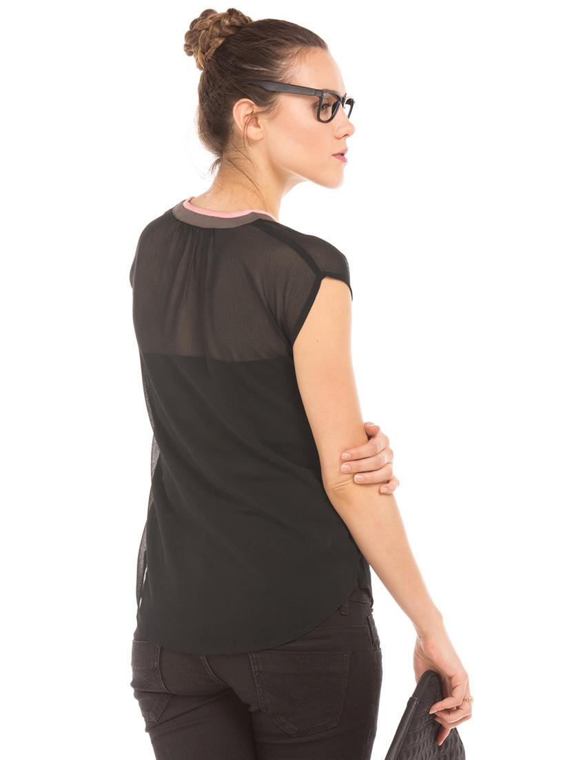 contrast trim sheer top - 17645629 - Zoom Image - 2