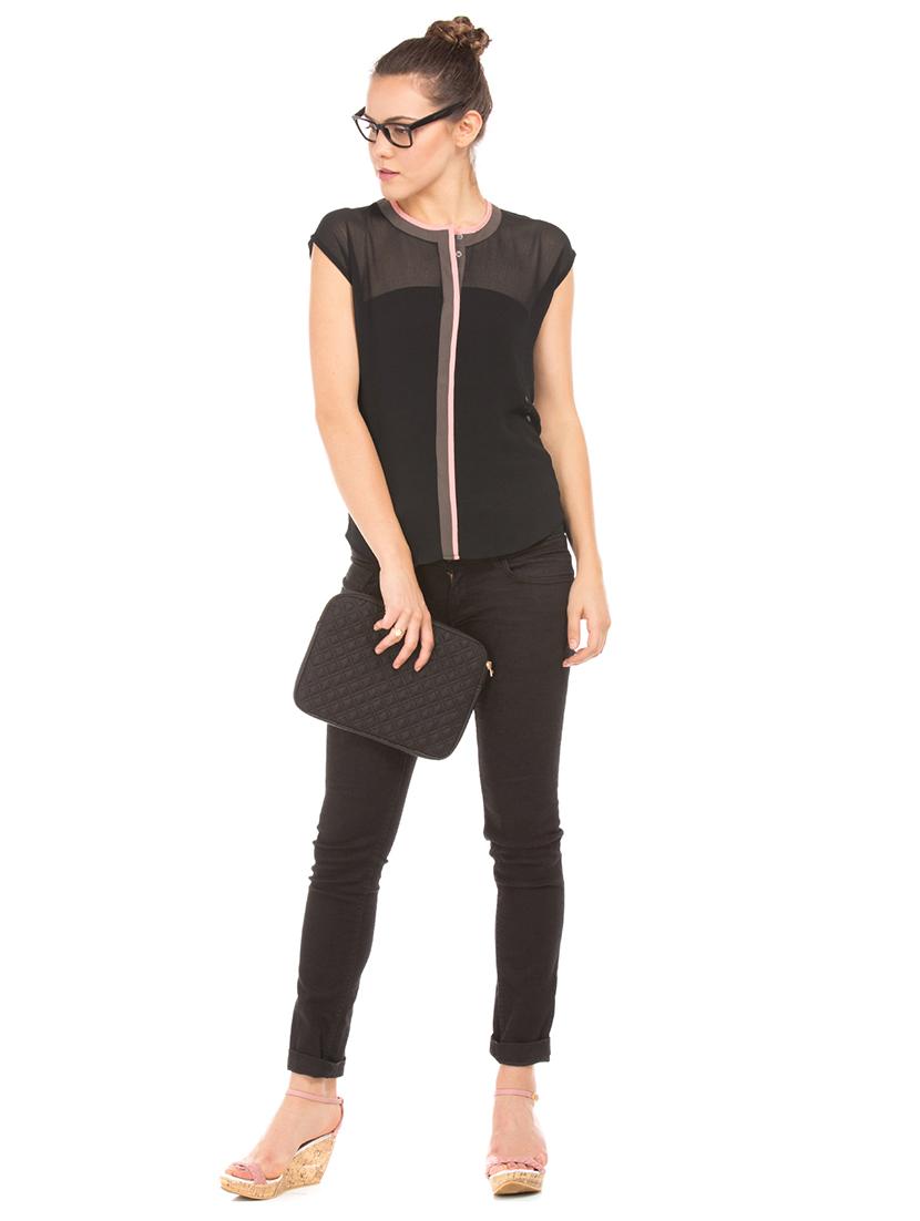 contrast trim sheer top - 17645629 - Zoom Image - 3