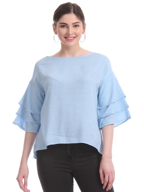 bell sleeved solid top - 17645654 - Very Small Image - 1