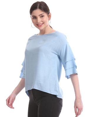 bell sleeved solid top - 17645654 - Standard Image - 2