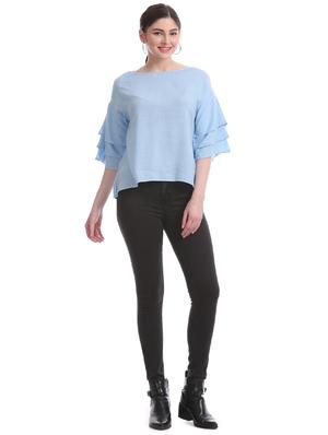 bell sleeved solid top - 17645654 - Standard Image - 4