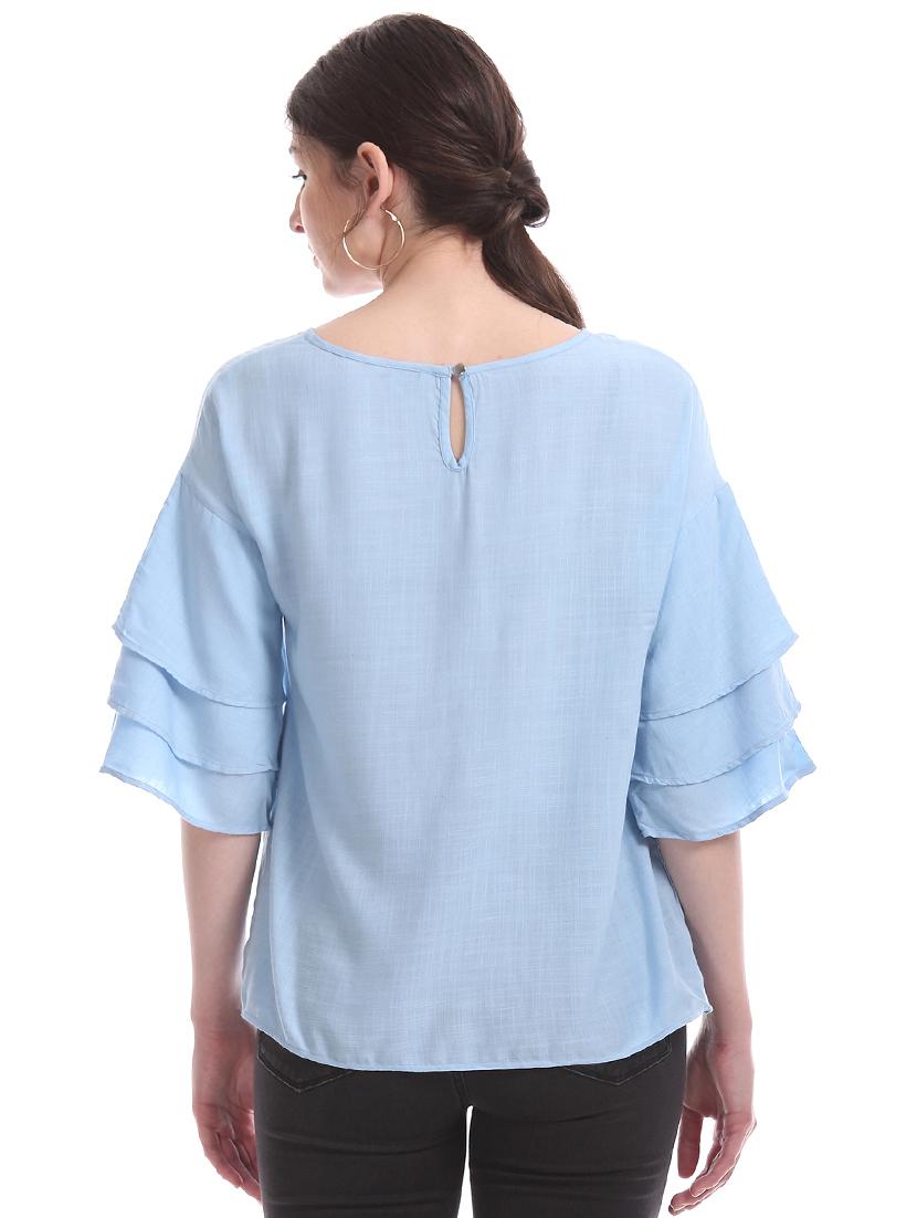 bell sleeved solid top - 17645654 - Zoom Image - 3