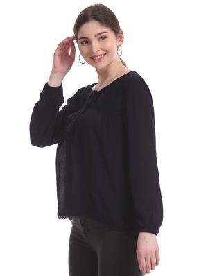 lace yoke crinkled top - 17645659 - Standard Image - 2