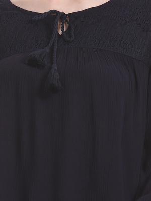 lace yoke crinkled top - 17645659 - Standard Image - 5