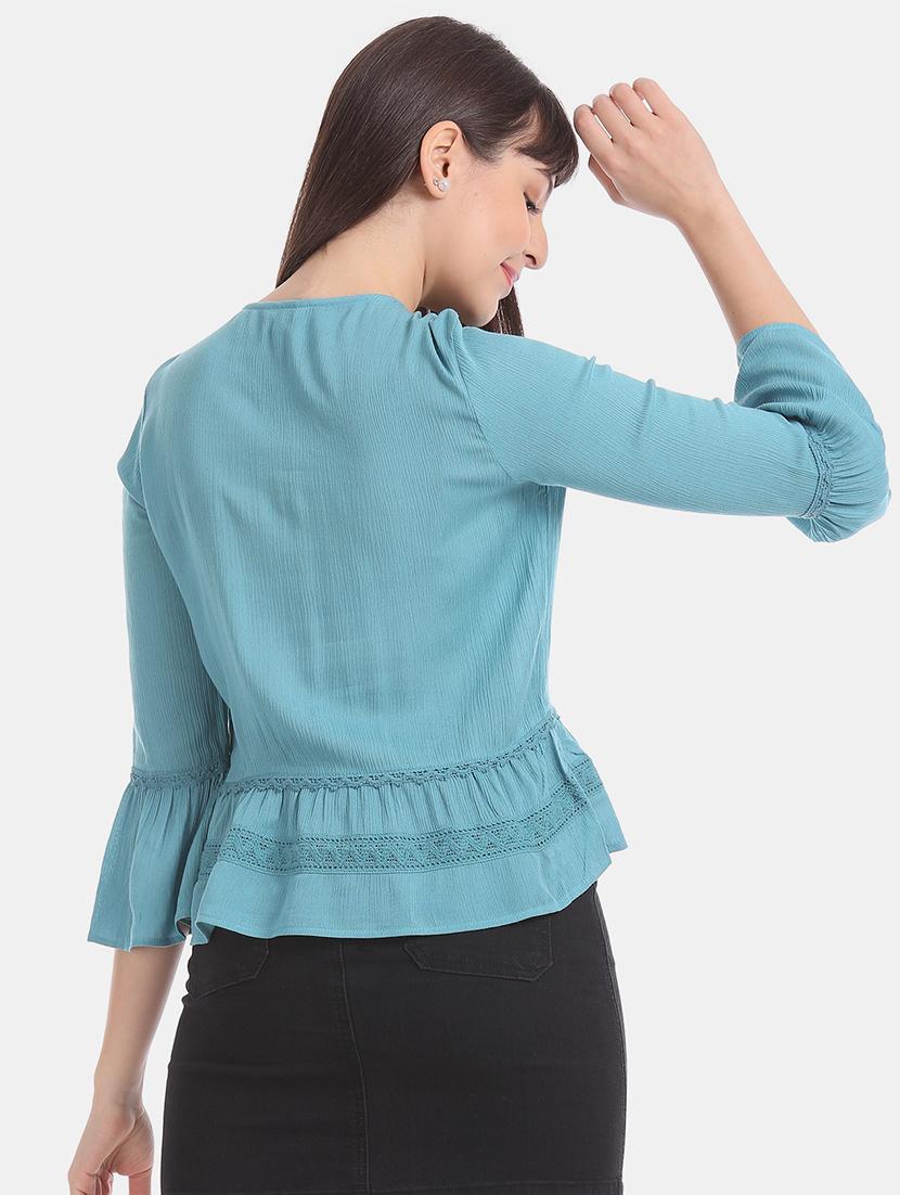 bell sleeve lace panel top - 17645662 - Zoom Image - 3