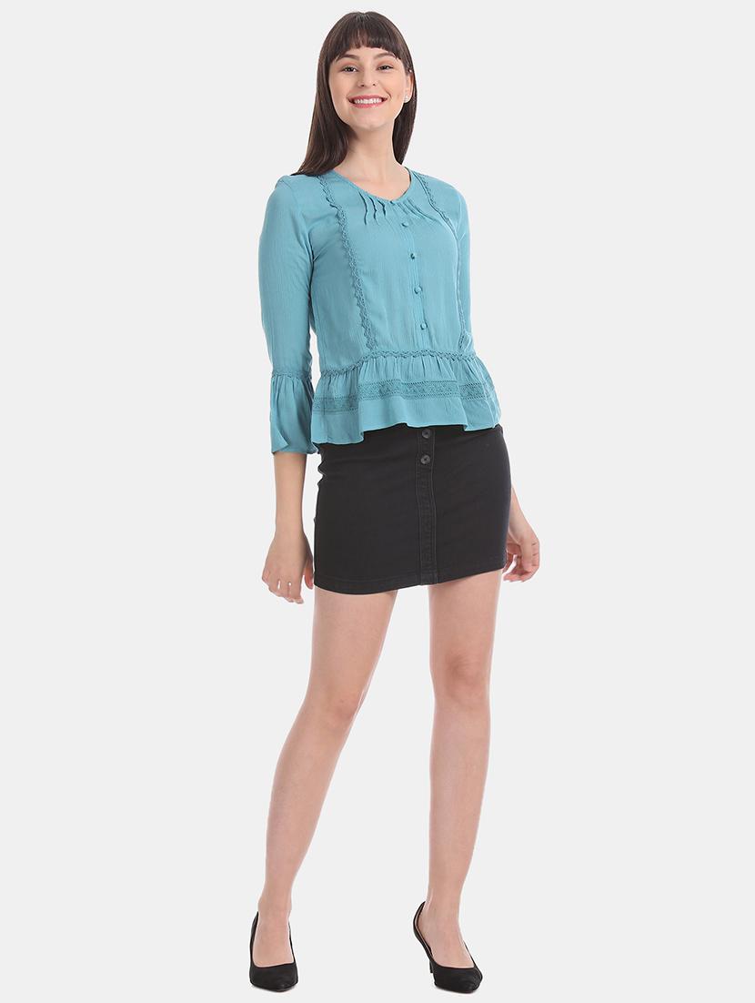 bell sleeve lace panel top - 17645662 - Zoom Image - 4