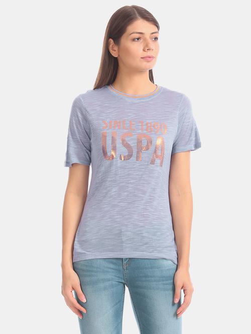 round neck typographic tee - 17645767 - Standard Image - 1