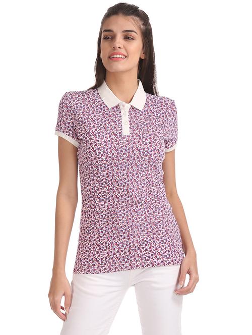 polo neck printed tee - 17645810 - Standard Image - 1