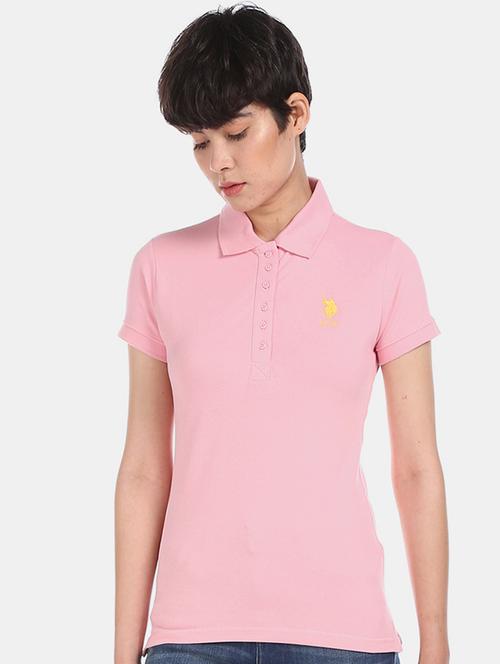 polo neck solid tee - 17645818 - Standard Image - 1