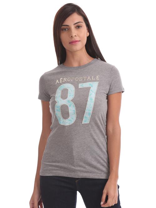 round neck applique patch tee - 17645844 - Standard Image - 1