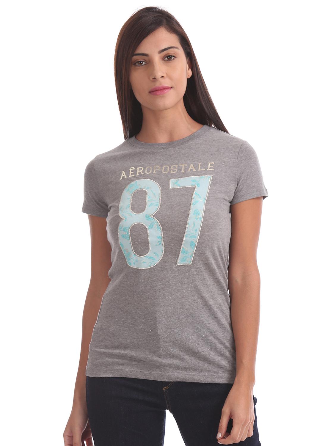 round neck applique patch tee - 17645844 - Zoom Image - 1