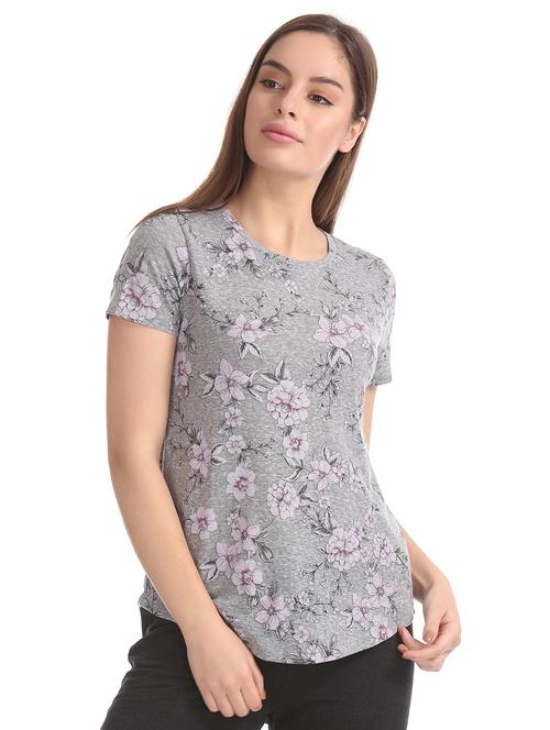round neck floral top - 17645845 - Standard Image - 1