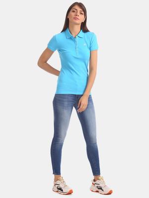 polo neck solid tee - 17645916 - Standard Image - 4
