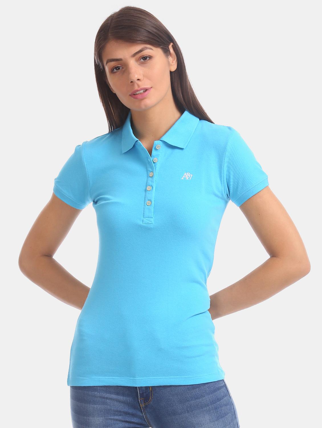 polo neck solid tee - 17645916 - Zoom Image - 1