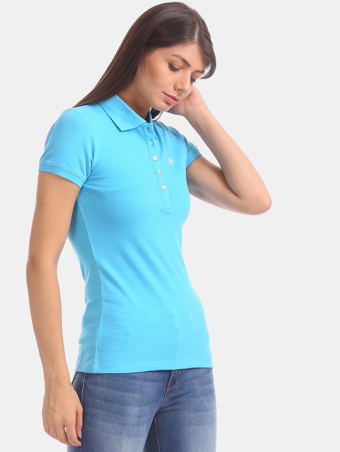 polo neck solid tee - 17645916 - Zoom Image - 2