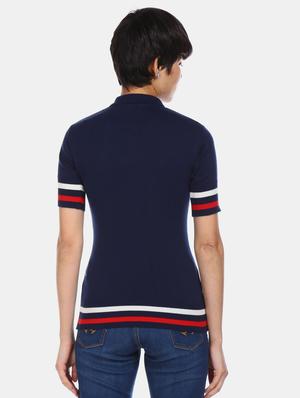 polo neck solid tee - 17645922 - Standard Image - 2