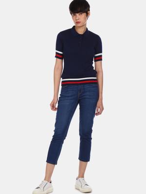 polo neck solid tee - 17645922 - Standard Image - 3