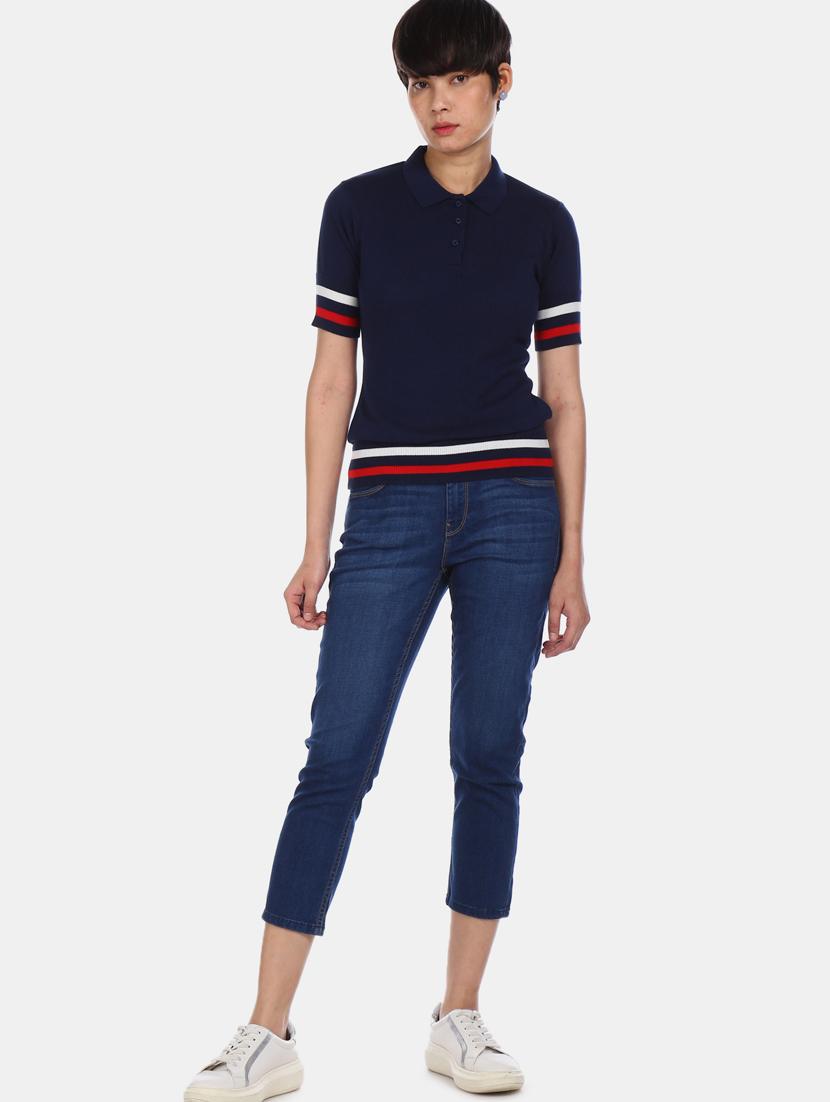 polo neck solid tee - 17645922 - Zoom Image - 3