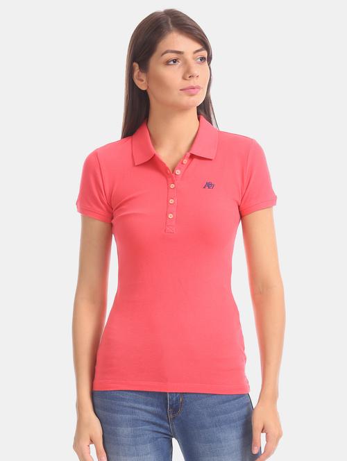 polo neck solid tee - 17645931 - Standard Image - 1