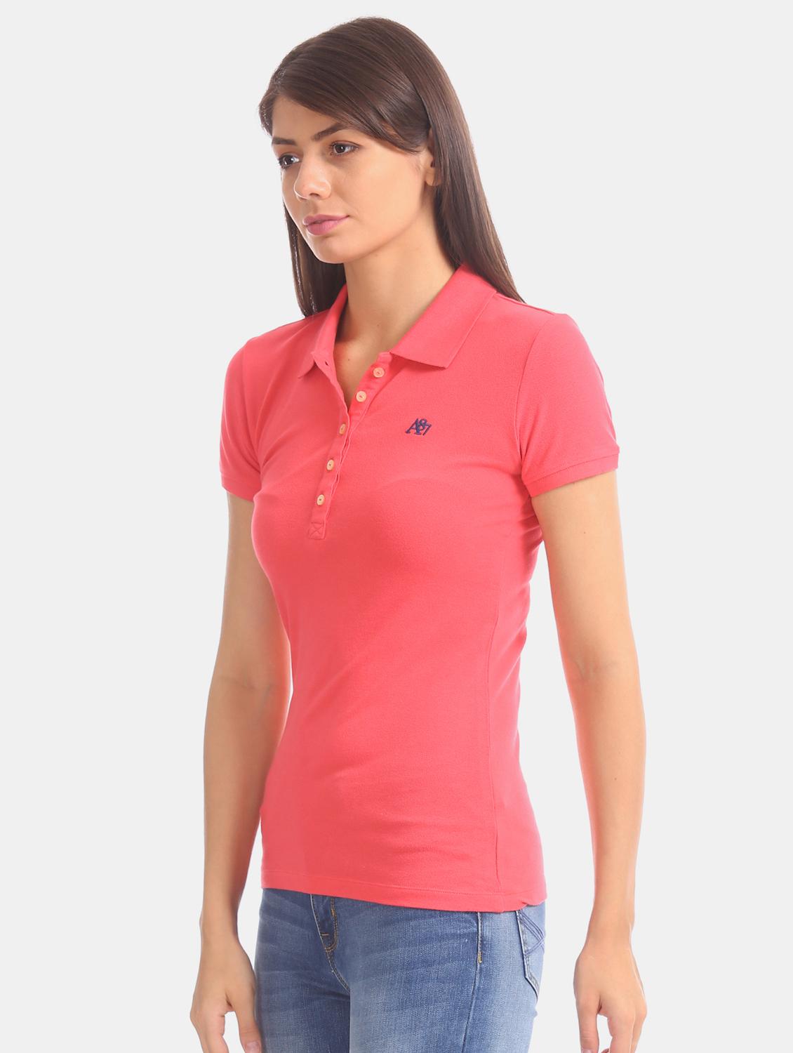 polo neck solid tee - 17645931 - Zoom Image - 2