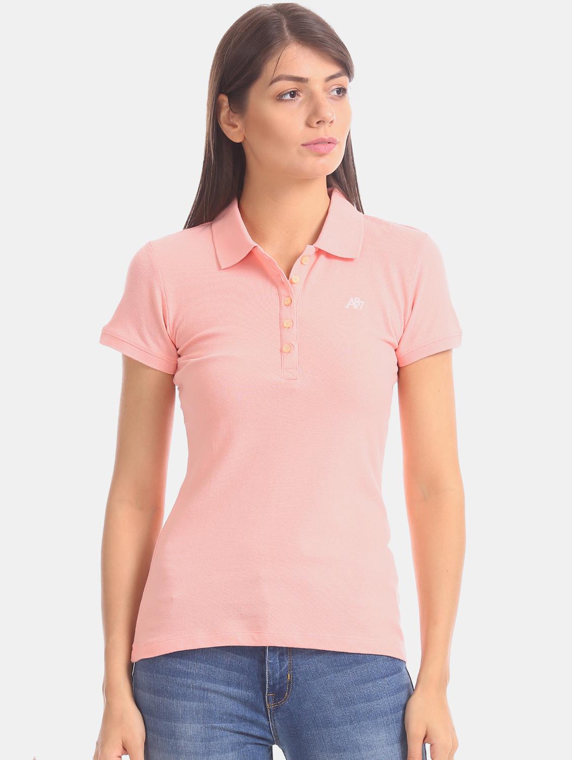 polo neck solid tee - 17645932 - Zoom Image - 1