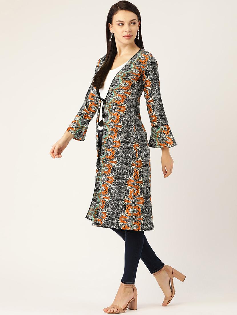 tie front printed shrug - 17645968 - Zoom Image - 2