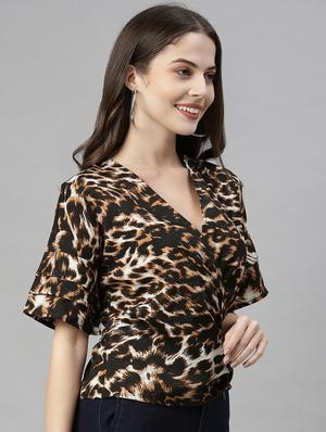 animal print wrap top - 17645980 - Standard Image - 2