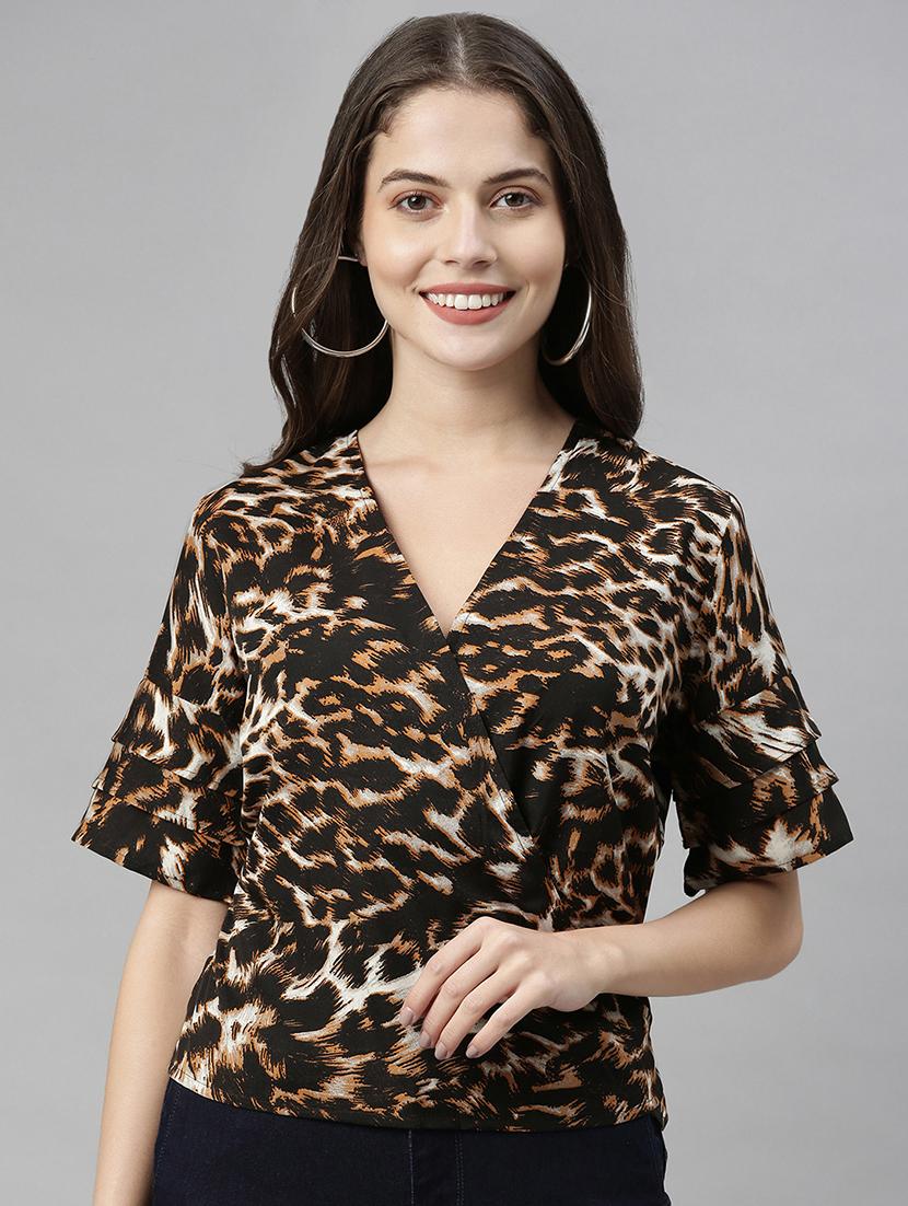 animal print wrap top - 17645980 - Zoom Image - 1