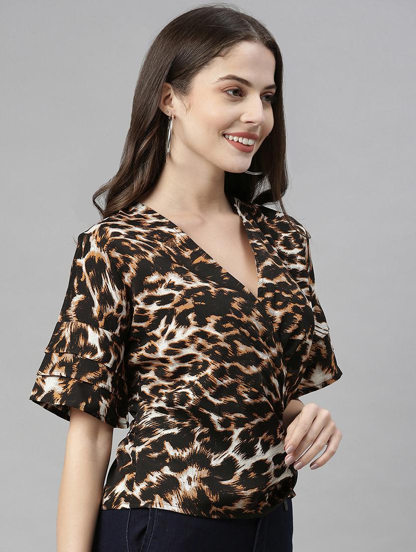 animal print wrap top - 17645980 - Zoom Image - 2