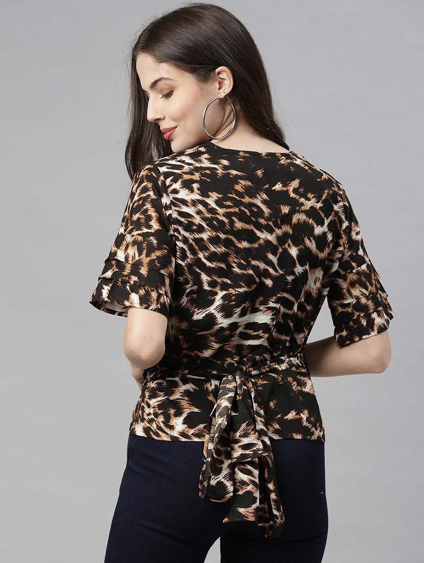 animal print wrap top - 17645980 - Zoom Image - 3