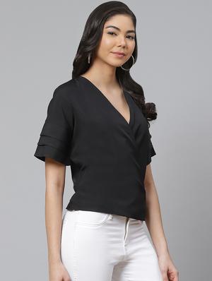 black solid wrap top - 17645981 - Standard Image - 2