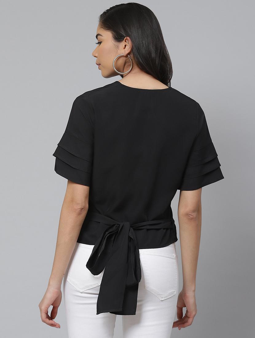 black solid wrap top - 17645981 - Zoom Image - 3