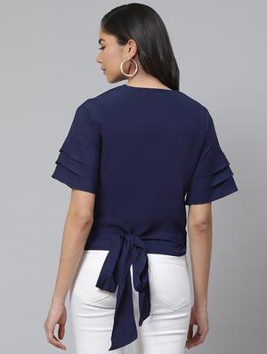 overlap neck wrap top - 17645982 - Standard Image - 3