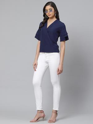 overlap neck wrap top - 17645982 - Standard Image - 4