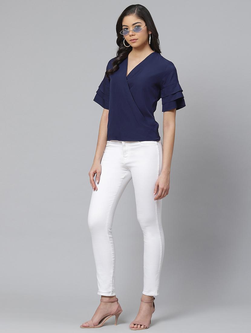 overlap neck wrap top - 17645982 - Zoom Image - 4