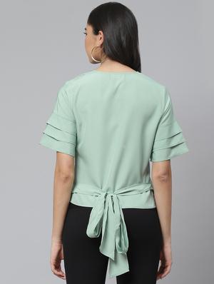 overlap neck wrap top - 17645983 - Standard Image - 3