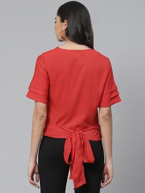 overlap neck wrap top - 17645984 - Standard Image - 3