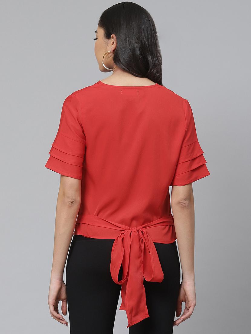 overlap neck wrap top - 17645984 - Zoom Image - 3