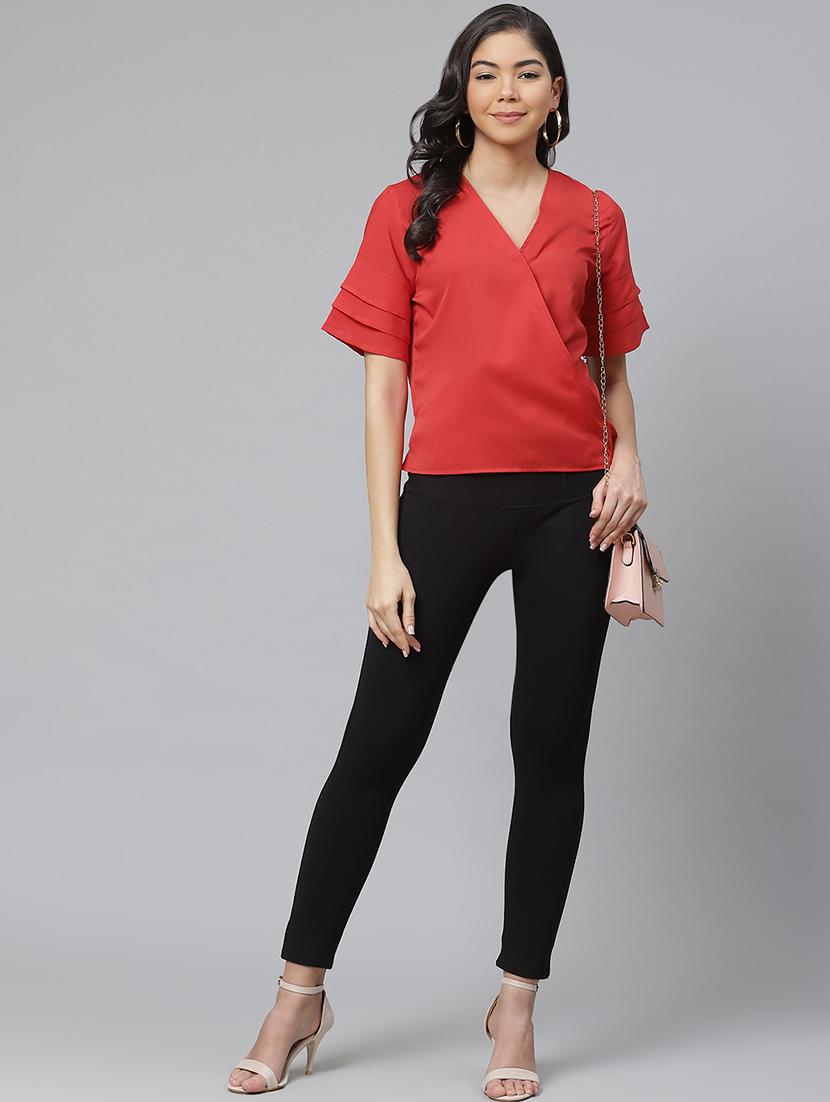 overlap neck wrap top - 17645984 - Zoom Image - 4