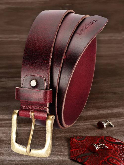 ruby red leather belt - 17645989 - Standard Image - 1