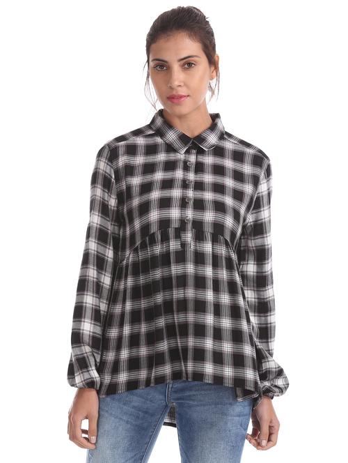 shirt collar checkered shirt - 17646081 - Standard Image - 1
