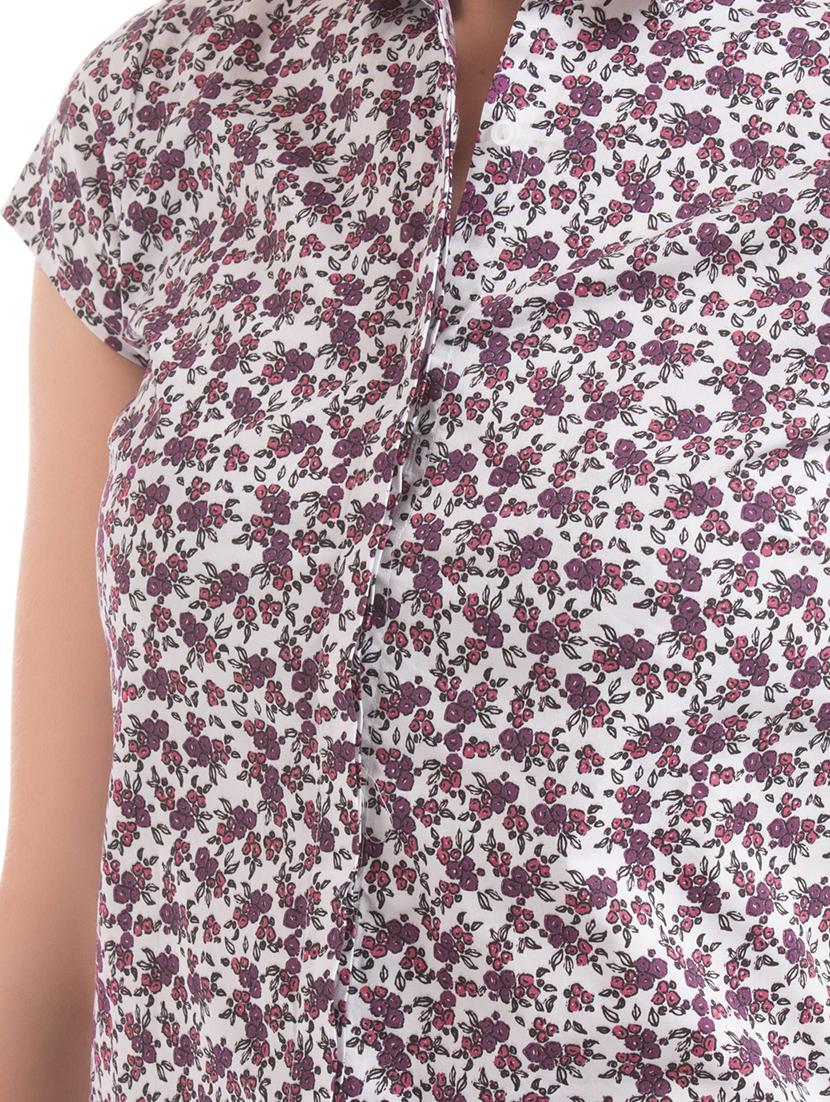 cap sleeves floral shirt - 17646095 - Zoom Image - 4
