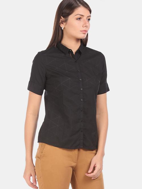 black self design regular shirt - 17646194 - Standard Image - 1