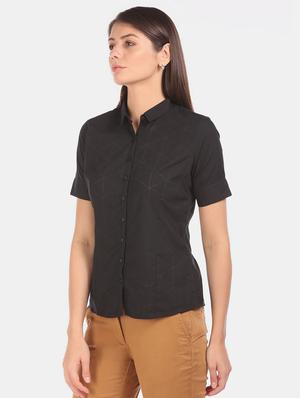black self design regular shirt - 17646194 - Standard Image - 2