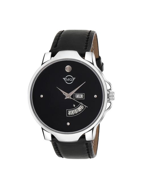 mutaqinoti black leather analogue style wrist watch for men - 17646234 - Standard Image - 1