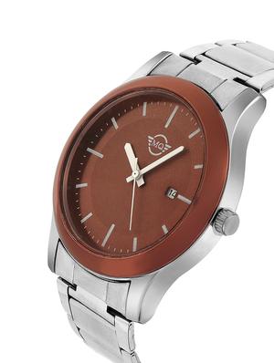 mutaqinoti silver leather analogue style wrist watch for men - 17646250 - Standard Image - 2