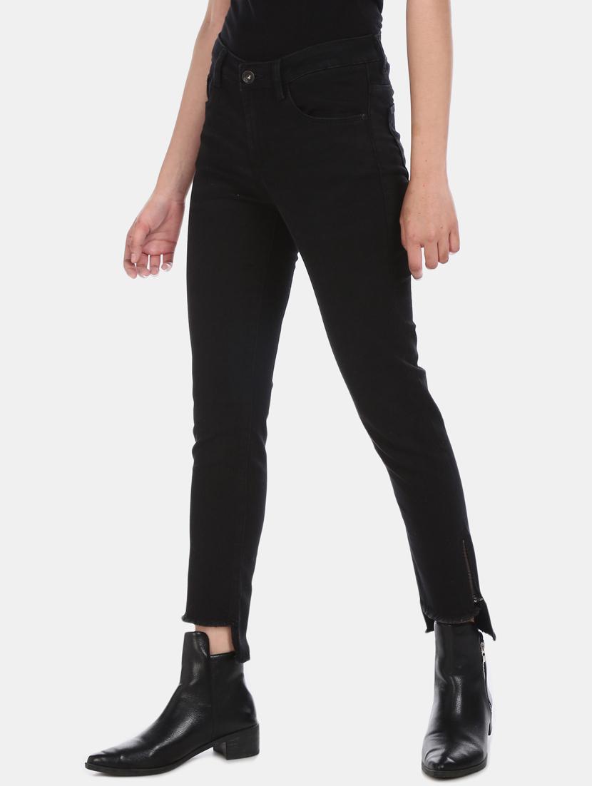 high rise frayed hem jeans - 17646271 - Zoom Image - 2